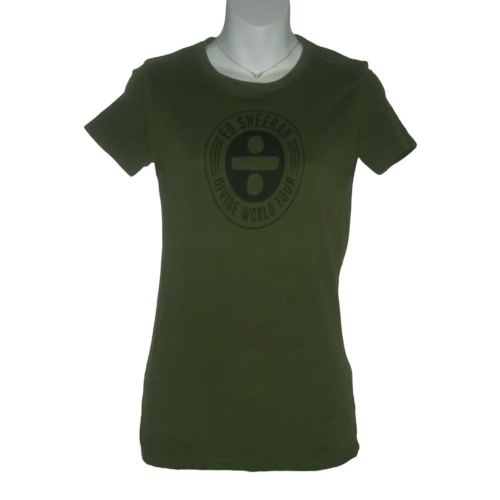 Ed Sheeran Tee Shirt Divide World Tour Miltary Army Green Concert Band Festival